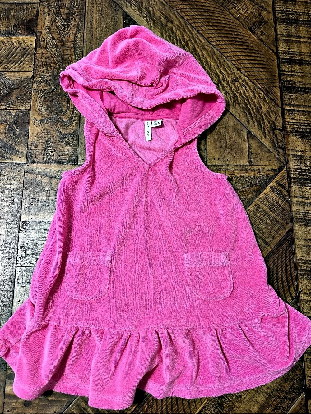 Janie and Jack Pink Hooded terry swim cover up